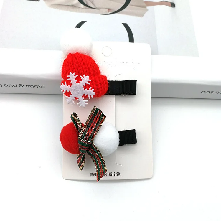 2~ 4 шт./компл. Милая Рождественская заколка для волос карамельный Санта-Клаус шляпа шпилька для маленьких девочек детский головной убор зажим «утиный клюв» заколки-бабочки - Цвет: style 10