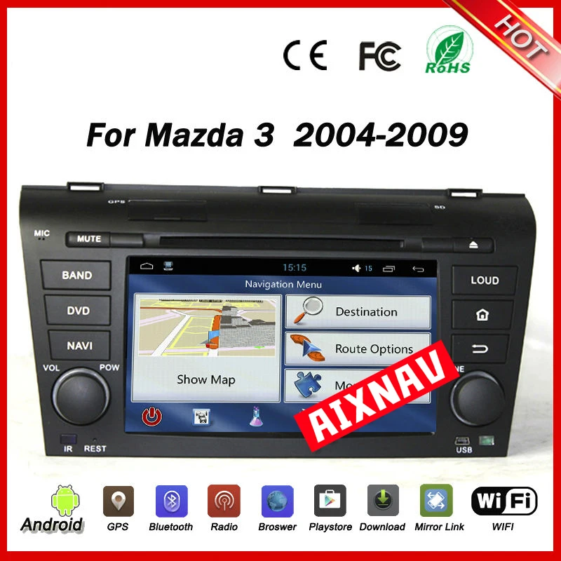 ##BUY Android Car Radio 2 Din DVD Multimedia Player Navi 7 Inch GPS Navigation for Mazda 3 04 09 Bluetooth 4 Core Touch Screen Wifi