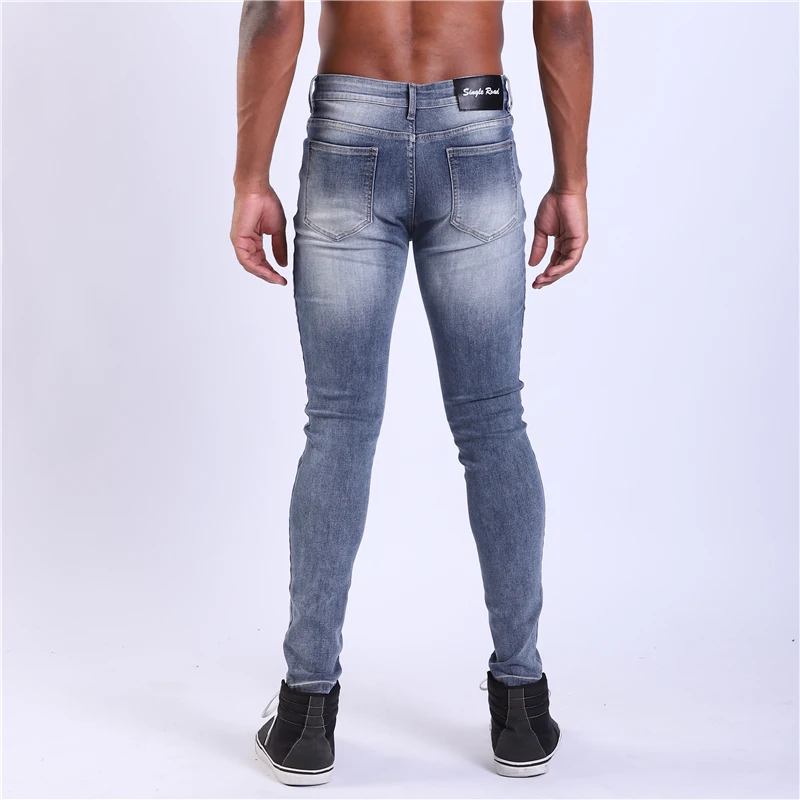 Однодорожные супер обтягивающие мужские джинсы модные джинсовые брюки мужские Эластичный Талия Черный Мужские брендовые узкие джинсы-стрейч обтягивающие мужские