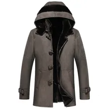 Натуральная куртка из короткой овечьей шерсти зимняя куртка из натуральной кожи мужская длинная куртка из овчины с капюшоном куртки из натурального меха 4959 KJ3642