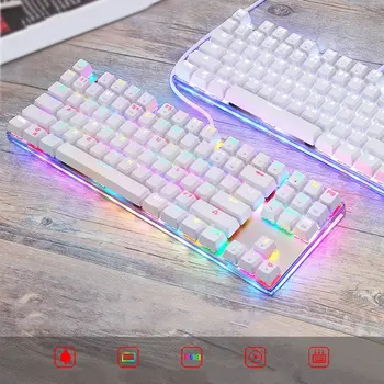 

K87S Gaming Mechanische Toetsenbord Usb Bedraad 87 Toetsen Met Rgb Backlight Rood/Blauw Schakelaar Voor Pc Computer gamer
