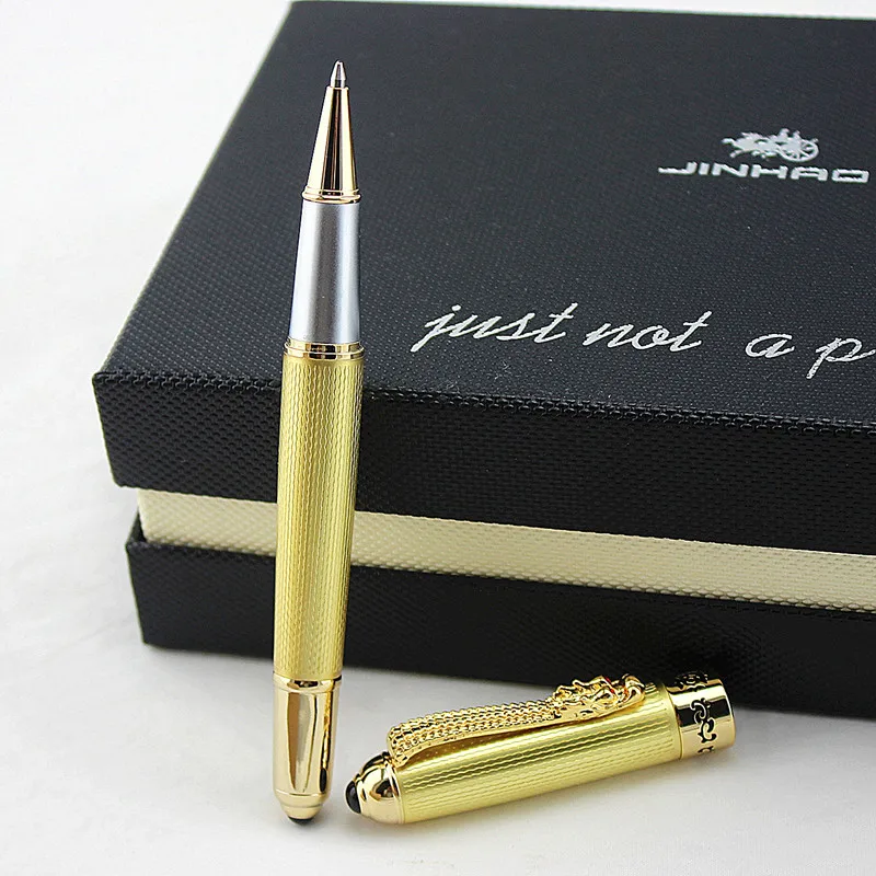 Jinhao1000 Dragon Clip 0,7 мм Ручка-роллер, средняя точка, черные чернила, серебро, золото, черный металл, подарочные шариковые ручки, офисные принадлежности