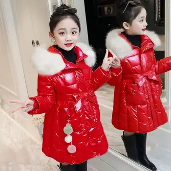 

Girl's winter Jacket Baby Girl clothes Thicken waterproof parka faux fur coat Children Cotton Jackets Warm Kids Hooded Outerwear