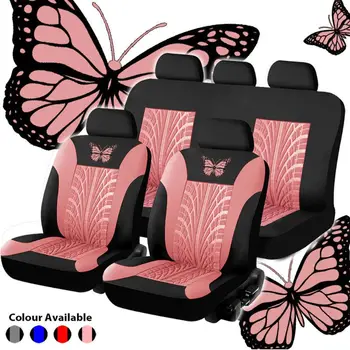 

9pcs/set Car Universal Seat Covers Beautiful Butterfly Pattern Fashionable Auto Seat Protector Motor Car Interior Decor