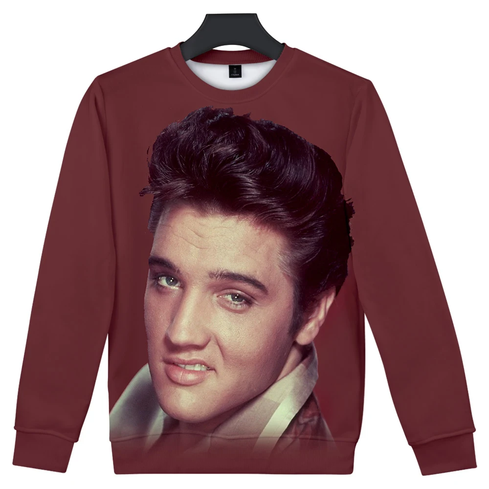 Уличная Мужская толстовка Elvis Presley с круглым вырезом и длинными рукавами из хлопка Harajuku Elvis Presley, толстовка с капюшоном для мужчин, уличная одежда