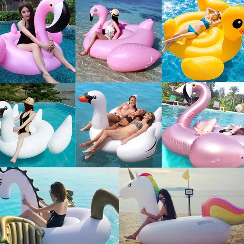 Giant Pool Floating Flamingo Unicorn Swimming Ring Air Mattress Inflatable Swimming Circle Pool Float Row Tube Water Party Toys