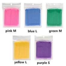 5colors 500pcs Disposable MicroBrush Eyelashes Extension Individual Lash Removing Swab Micro Brush for Eyelash Extension Tools