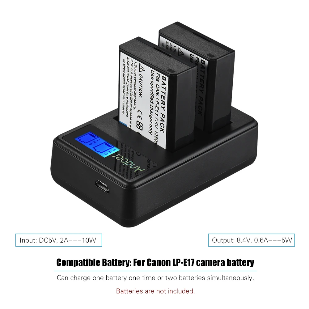 Andoer lcd 2-LPE17 компактный двухканальный ЖК-дисплей для камеры зарядное устройство USB вход ЖК-дисплей для Canon