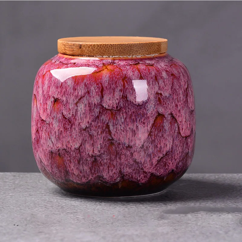 rose wine 220ml Chinese Style Ceramic Storage Bottle Jar Colorful Tea Caddies Containers Kitchen Portable Travel Candy Coffee Snacks Jar - Цвет: rose wine