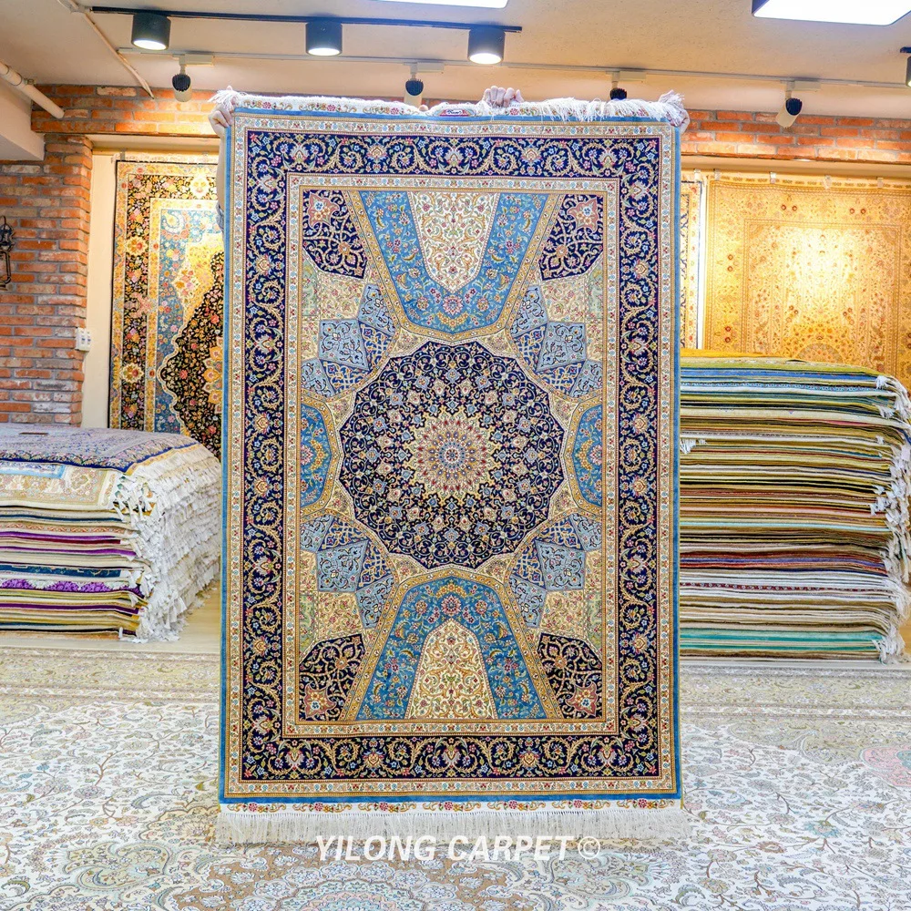 Yilong 4 'x 6' персидские ковры с ручным плетением Иран Восточный медальон шелковый