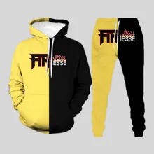 

Trendy Brand Men's Sets Couple Autumn Black Red Stitching Printing Sweatshirt 2021 New Male Hoodie + Trousers Tracksuit Suit 4XL