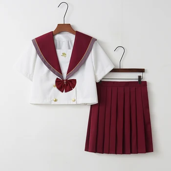 

Red Sailor Anime Skirts Japanese School Uniform Korean Kawaii Girl White Cosplay Japan Shirt Clothing