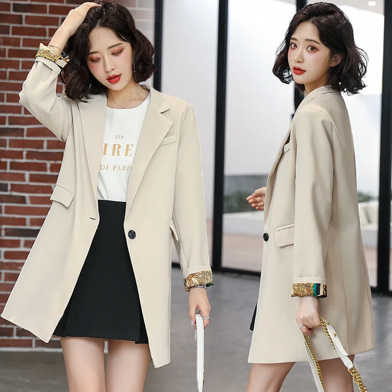 

2019 Autumn New Style Korean-style-Style One-Button Able Ol Elegant Suit Jacket Mid-length Suit WOMEN'S Dress