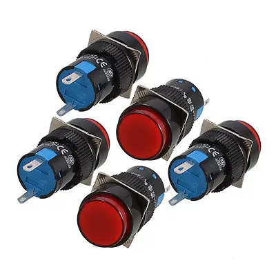 

5 Pcs Red Round Cap 2 Pins Fault Signal Lamp Indicator Light DC 12V