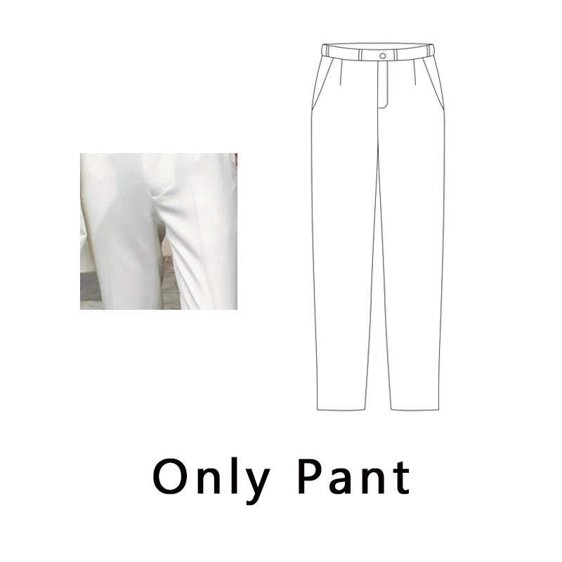 white Only Pant Traje Novio, Королевский Мужской Блейзер, приталенный, вечерние, для офиса, костюм, на одной пуговице, 3 шт., мужской пиджак, Hombre, смокинг Uomo - Цвет: white Only Pant