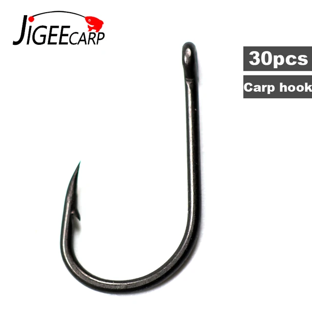 JIGEECARP 30pcs Carp Fishing Hooks Coated FishHooks Carbon Steel Rigging Carp  Hooks Micro Barbed Curve Shank Gripper Hook - AliExpress