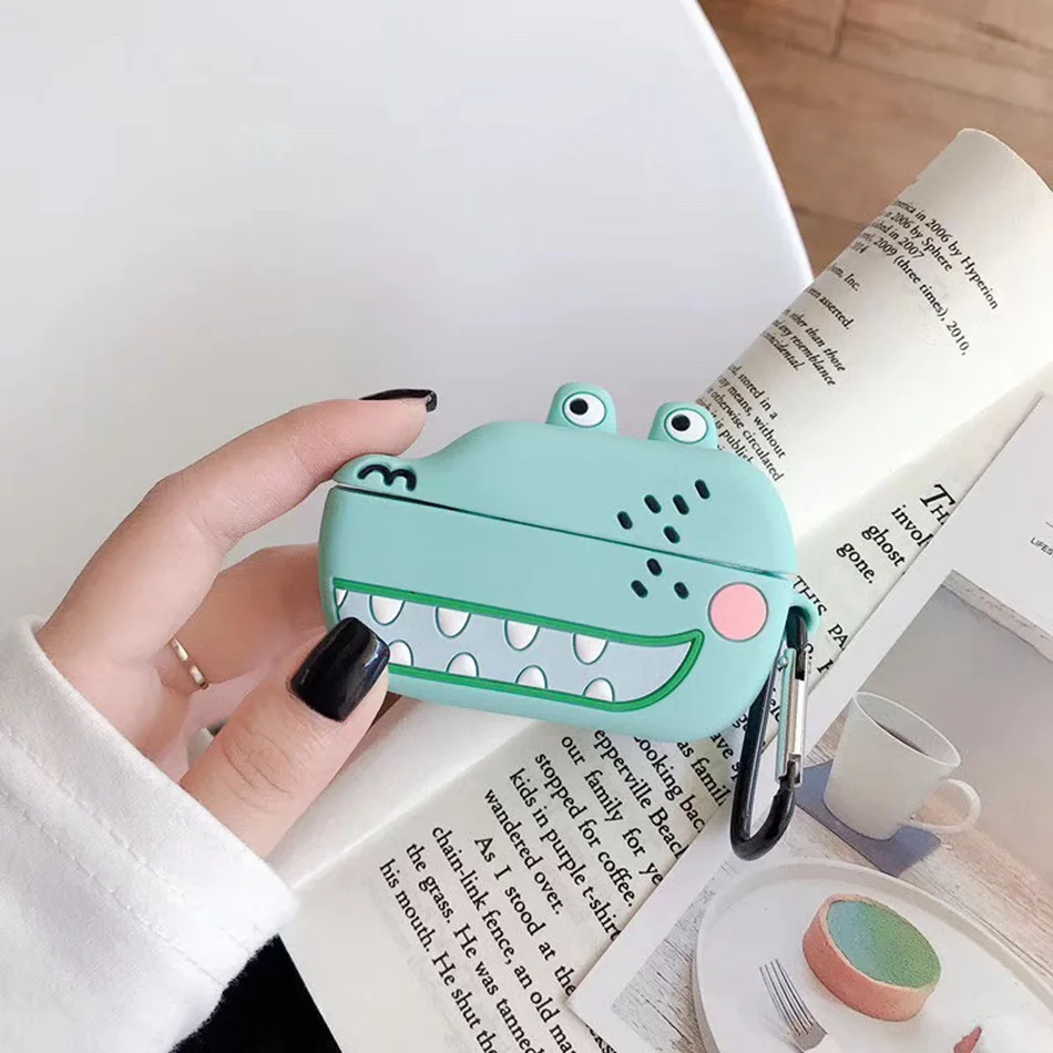 3D чехол для наушников для Airpods Pro Чехол Силиконовый крокодил Мультяшные наушники/Earpods чехол для Apple Air pods Pro 3 чехол Брелок