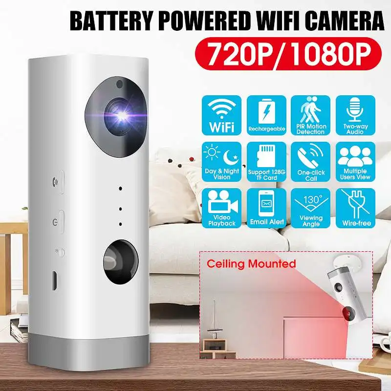 

Rechargeable Battery Powered WiFi IP Camera Smart Security Camera Monitor PIR Motion Detection Two-Way Audio Surveillance Camera