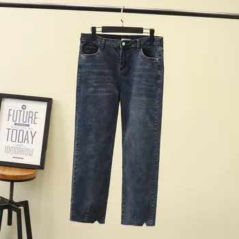 

Jeans Women 2020 Spring Fashion Ladies Straight Pants High Waist Large size Loose Female Denim Trousers H7-6080