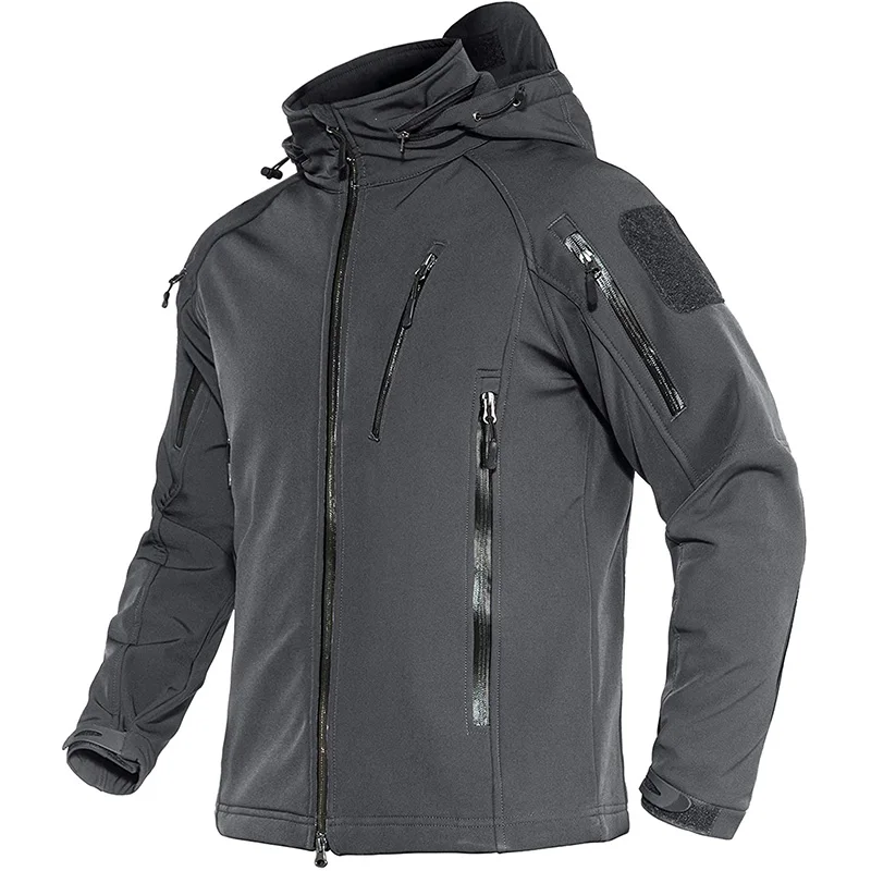 EKLENTSON Herren-Winter-Fleecejacke, wasserdicht, Softshell, durchgehender Reißverschluss, abnehmbare Kapuze für Wandern, Camping, Outdoor-Aktivitäten – Detail 14