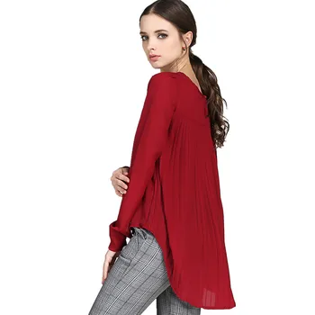 

BONJEAN 2020 Autumn Casual Top Tees for Women Long Sleeve Plus Size Chiffon Shirt O-Neck Loose Asymmetric T Shirt BJ1454