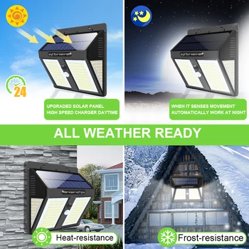 

Solar Garden Light 250 LED Outdoor Lighting Lawn Lamp Wall Lights Wide Angle Waterproof Motion Sensor Decoration Garden Terrace