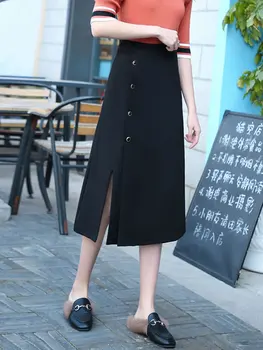 

autumn Skirts Sexy Chic A-Line Skirts Women Skirt Slit Skirt Multiple Size Knit Long Skirt Hip Split Waist