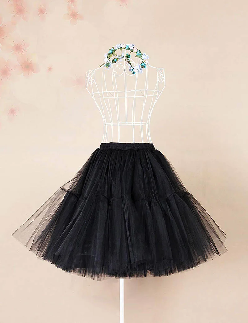 Women black Short Petticoat Tulle Fluffy Princess Five Layers A Line Party Prom Skirt Petticoat Vestidos Para La Boda Formal