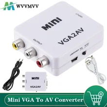 Adaptador do conversor do vga ao av mini com áudio 3.5mm 1080p vga ao conversor do av hd para o computador da tevê hd à tevê