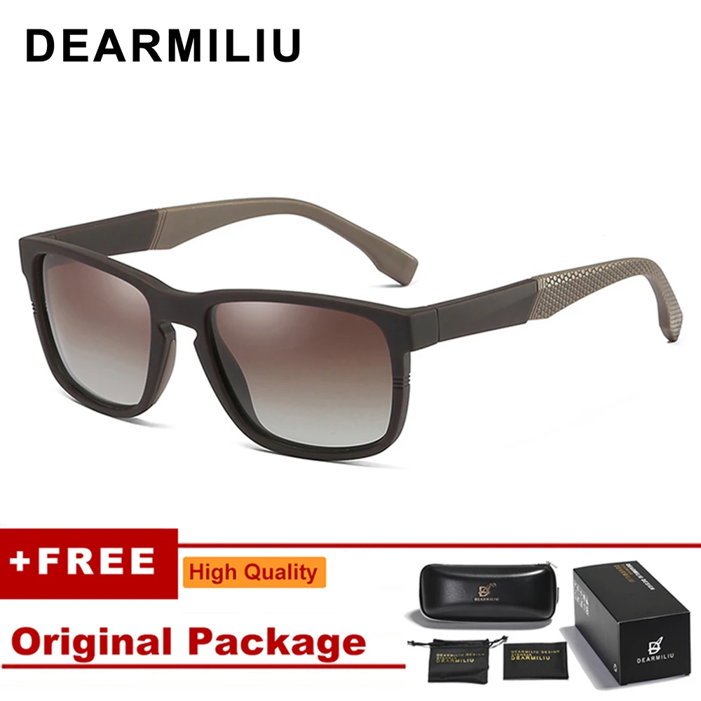 Мужские солнцезащитные очки DEARMILIU поляризационные зеркальные TR90 с квадратной