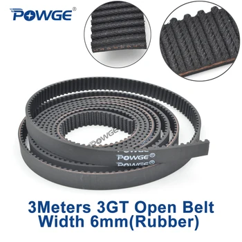 

POWGE 3Meters GT 3MGT 3GT Open Synchronous Timing belt 3GT 6 Width 6mm 3GT-6 Rubber GT3 3KC pulley Small Backlash 3D printer