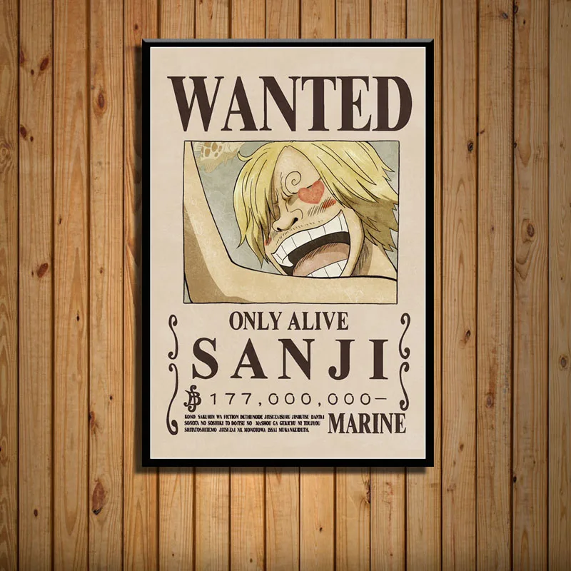 Один кусок Luffy Wanted плакат Классический Япония Аниме Борьба Горячая искусство холст живопись плакат настенный Декор для дома - Цвет: 2