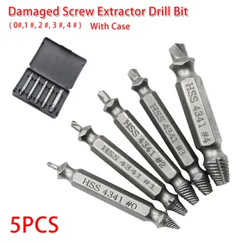 

Damaged Screw Extractor Drill Bit 5pc HSS 4341 Guide Broken Speed Out Bolt Stud Stripped Screw Remover Tool for Screw/Water Pipe