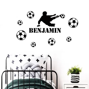 

Personalized Custom Name Football Wall Sticker Art Decal Stickers for Nursery Boys Kids Room Decoration Soccer Wallpaper