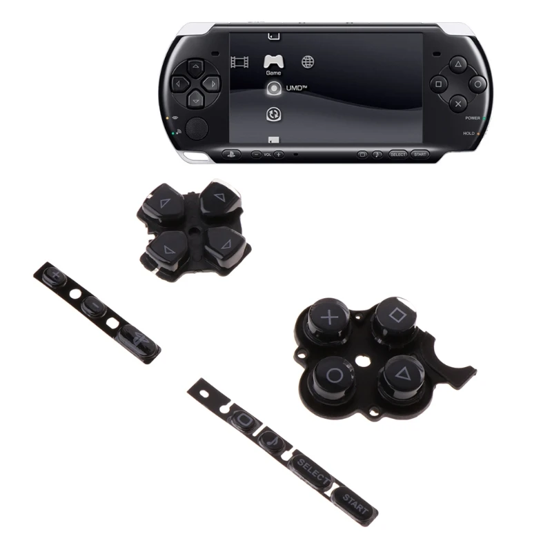Replacement Left Right ABXY Buttons Kit Cross Direction Button for PSP 1000 Game Console White 