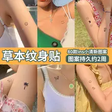 

5sheets Waterproof Temporary Tattoo Sticker Small Simple Line Flower Flash Cute Leaf Finger Wrist Fake Tatto For Women T2003