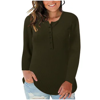 

SAGACE Women Sweater Winter Pullover V Neck Shirts Long Sleeve Solid Button Down Basic Tops Tees Plus Size Sweater 2019 #45