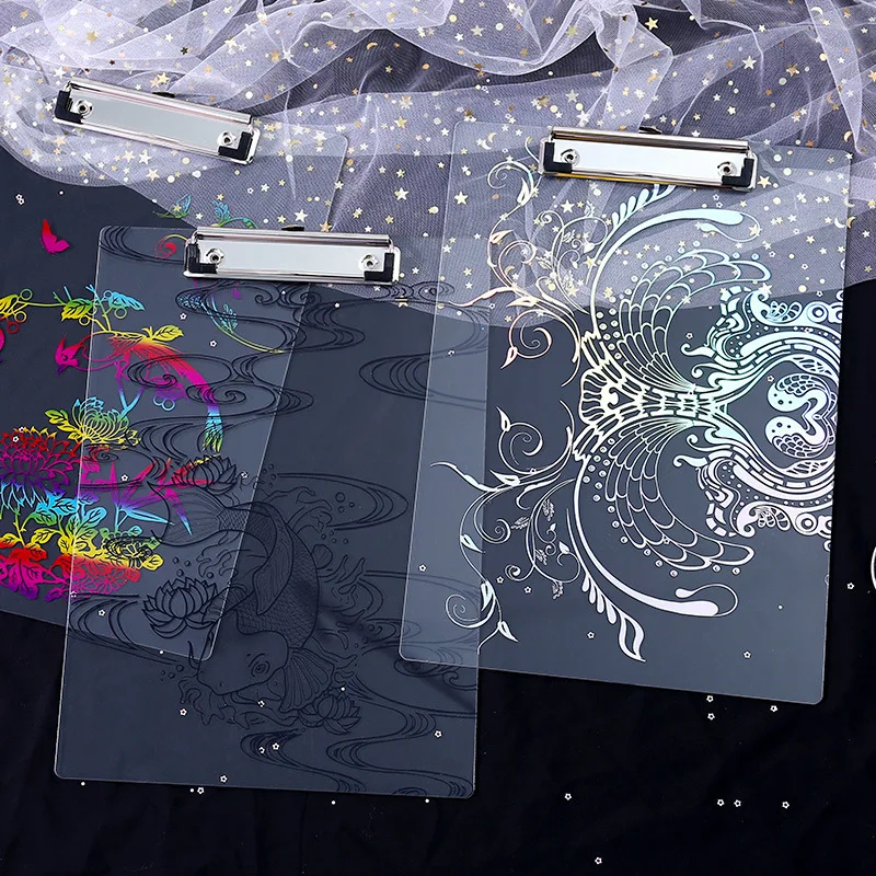 

Ancient bronzing plate clamp A4 transparent writing high permeability acrylic pad laser folder student folder