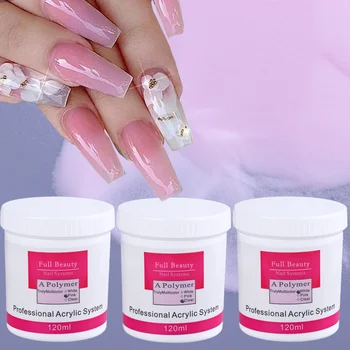 

120ml Acrylic Powder Poly Gel Nail Polish Clear Pink White Carving Crystal Polymer 3D Nail Art Crystal Powders Manicure GL789-1