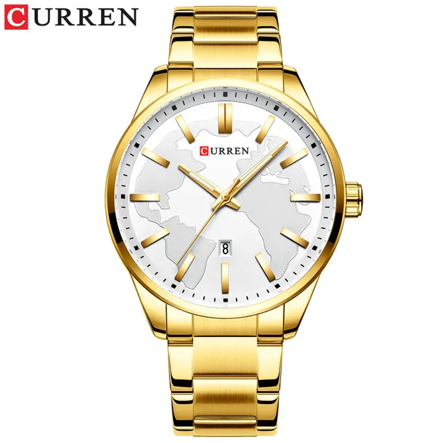 gold CURREN Fashion Business Watches Men Creative Design Dial Quartz Watch Stainless Steel Band Wristwatch Relogio Masculino - Цвет: gold