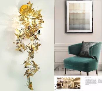 

Wall lamp butterfly lamp stainless steel postmodern creative lamp European model room personality living room bedroom bedside
