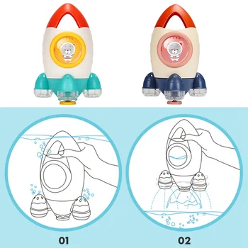 

Children Bath Toys Play Summer Bathroom Water Playing Toy New Gift Rocket Fountain Water Rotary Spraying Beach Plastic