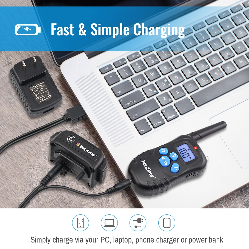 Petrainer 998DBB-1 ошейник для дрессировки собак домашняя Анти лай ошейник для собак ловкость 300 м водонепроницаемый и Перезаряжаемый