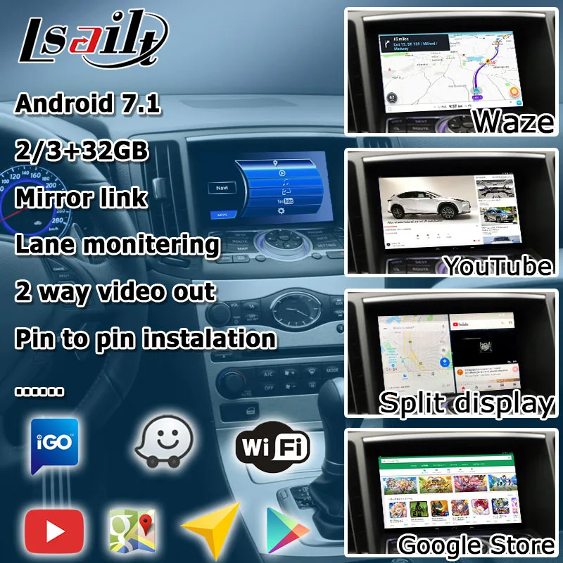 Android/carplay интерфейсная коробка для Infiniti G37 G25 Q40 Skyline 2010- с QX50 QX60 QX70 QX80 видео интерфейс по Lsailt