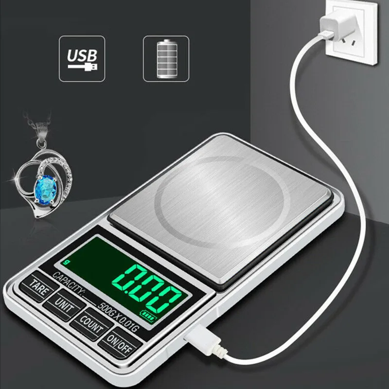 Портативный карманный мини ювелирные электронные весы usb зарядка цифровой для бриллиантов травы весы