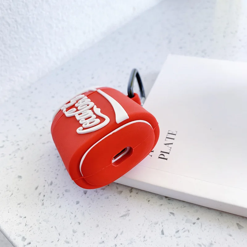 3D милый силиконовый Bluetooth беспроводной чехол для наушников Cola для Apple AirPods 1 2, чехол для гарнитуры с баком для безалкогольных напитков