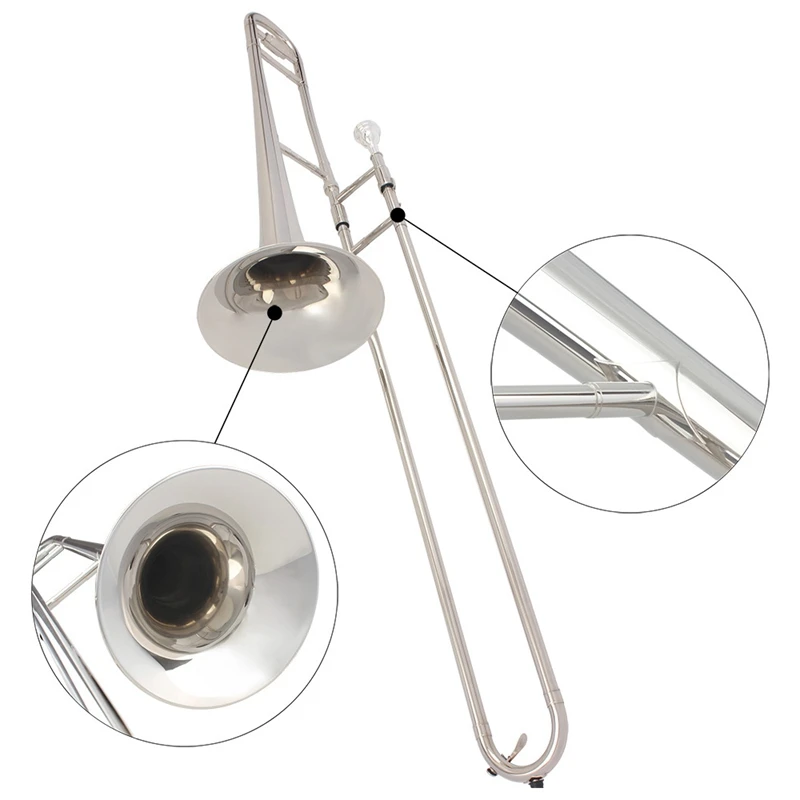 SLADE Alto Trombone латунь серебристый Лак Bb тон B плоский ветер начинающих музыкальный инструмент с мельхиором мундштук очистки St