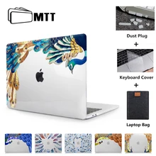 MTT Хрустальный чехол с перьями для Macbook Air Pro retina 11 12 13 15 дюймов с сенсорной панелью с принтом павлина Твердый Чехол 13,3 ''чехол для ноутбука