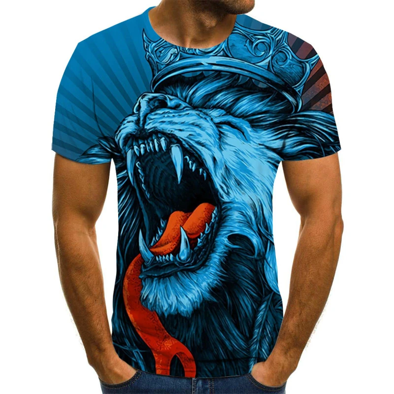 Camiseta divertida con estampado de en 3D para hombre, tops Harajuku, camiseta informal de cuello redondo, ropa de de de - AliExpress