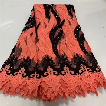 

French Nigerian Net Laces Fabrics High Quality African Guipure Laces Fabric Wedding African French Tulle Lace 5 Yards TG5632